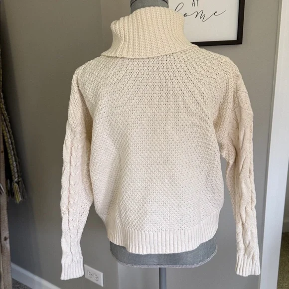 Madewell Cream Cable Knit Turtleneck Sweater - Picture 2 of 5